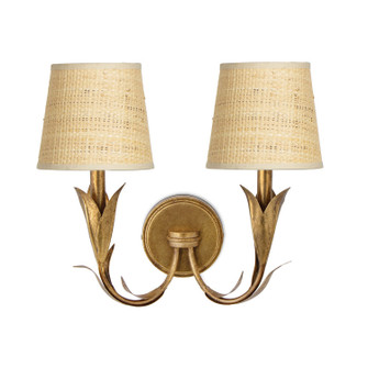 River Reed Two Light Wall Sconce in Antique Gold Leaf (400|15-1219GLD-RAT)