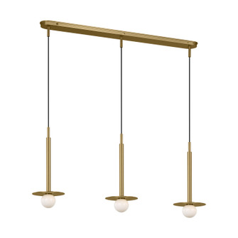 Nodes Three Light Linear Pendant in Burnished Brass (454|KC1143BBS) Nodes Three Light Linear Pendant in Burnished Brass (454|KC1143BBS)