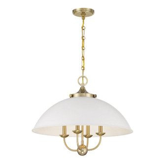 Monterey Four Light Pendant in White and Warm Brass (51|7-1725-4-142)