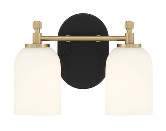 Council Two Light Vanity in Flat Black/Satin Brass (46|60302-FBSB)
