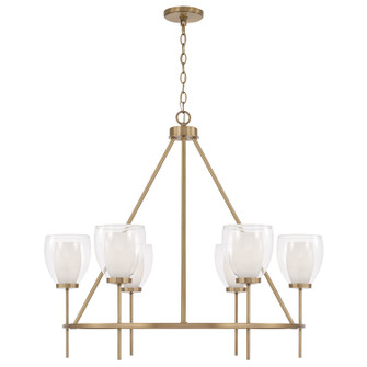 Joss Six Light Chandelier in Aged Brass (65|455961AD)