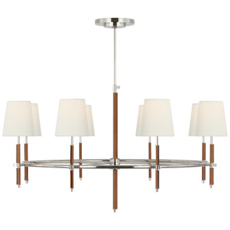 Bryant Wrapped LED Chandelier in Polished Nickel and Natural Leather (268|TOB 5588PN/NAT-NAT)