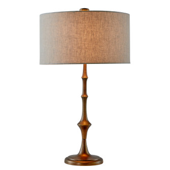 Saxtus Two Light Table Lamp in White Linen|Textured Cast Bronze (550|SCH-175205)
