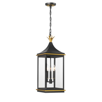 Simpson Three Light Outdoor Pendant in Matte Black + Textured Gold (60|SIM-805-MK-TG)