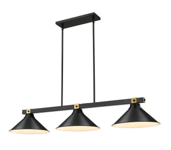 Bronte Three Light Billiard in Matte Black + Rubbed Brass (224|1955-3MB-RB-MB15)