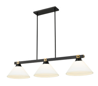 Bronte Three Light Billiard in Matte Black + Rubbed Brass (224|1955-3MB-RB-AMO14)