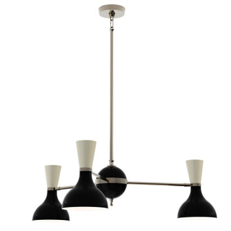 Clare Three Light Chandelier in Polished Nickel w/Obsidian/Bone Painted Shades (165|OS04BN)