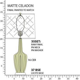 Emma One Light Table Lamp in Matte Celadon Glazed Ceramic w/Polished Nickel/a Lucite (165|MCL37)