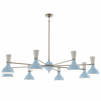 Clare Eight Light Chandelier in Polished Nickel w/Baby Blue/Lily Painted Shades (165|BB09LY)