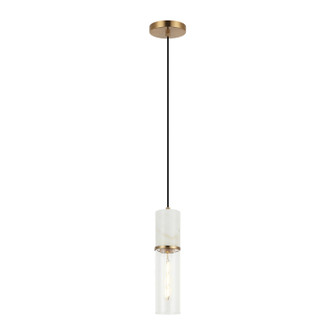 Marmor One Light Pendant in Aged Gold Brass + White Marble (423|C39911AG)