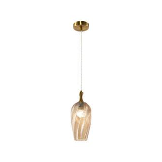 Eesha One Light Pendant in Aged Gold Brass + Amber Glass (423|C30901AGAM)