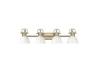 Duncan Four Light Vanity in Aged Brass (62|3602-BA4 AB-WHT)