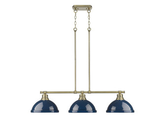 Duncan Three Light Linear Pendant in Aged Brass (62|3602-3LP AB-NVY)