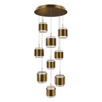 Banded LED Chandelier in Aged Brass (34|PD-68905R-AB)