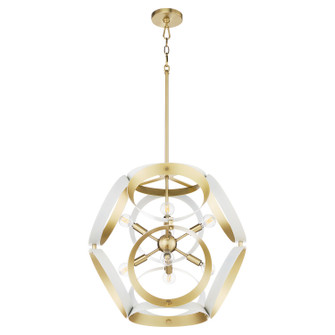 Domain Eight Light Pendant in Studio White w/ Aged Brass (19|865-8-0880)