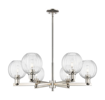 Arcadia Six Light Chandelier in Polished Nickel (405|716-6CR-PN-G458-7CL) Arcadia Six Light Chandelier in Polished Nickel (405|716-6CR-PN-G458-7CL)