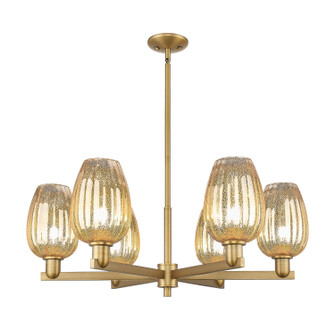 Arcadia Six Light Chandelier in Brushed Brass (405|716-6CR-BB-G457-6ME)