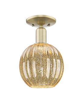 Arcadia One Light Semi-Flush Mount in Antique Brass (405|716-1C-AB-G458-7ME)