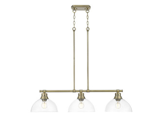 Duncan Three Light Linear Pendant in Aged Brass (62|3602-3LP AB-CLR)