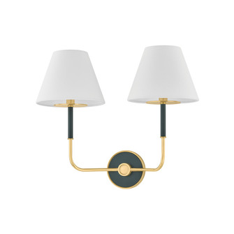Wedgewood Two Light Wall Sconce in Aged Brass/Soft Studio Green (70|MDS2201-AGB/SSG)