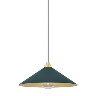 Clivedon One Light Pendant in Aged Brass/Soft Studio Green (70|MDS1402-AGB/SSG)