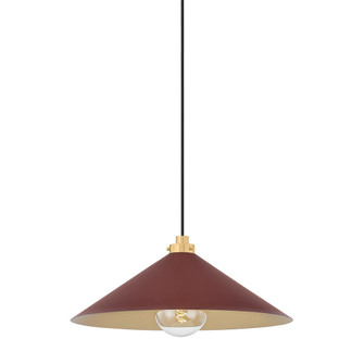 Clivedon One Light Pendant in Aged Brass/Soft Crimson (70|MDS1402-AGB/CRN)