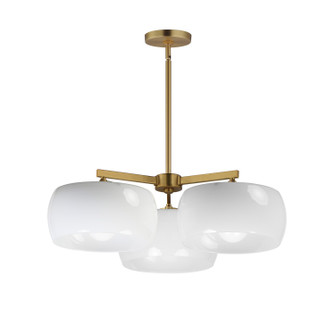 Glazed Three Light Chandelier in White/Natural Aged Brass (16|26143WTNAB)