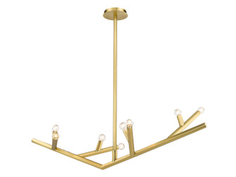 The Oaks Eight Light Linear Chandelier in Brushed Brass (192|HF8888-BB)