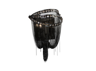 Wilshire Blvd. Two Light Wall Sconce in Black Chrome / Smoke Crystal (192|HF1607-BLK)