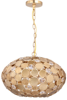 Broche Six Light Linear Chandelier in Antique Gold (60|567-GA)