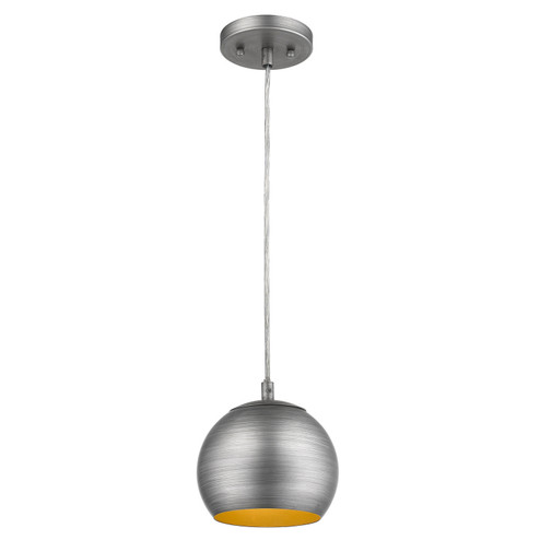 Latitude One Light Pendant in Hand Painted Weathered Pewter W/ Gold Interior (106|TP7263-66)