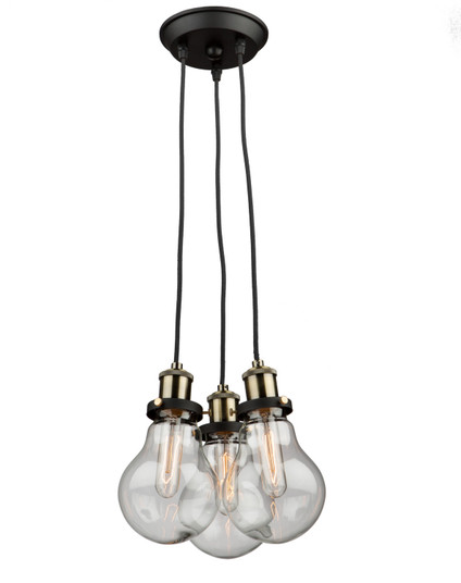 Edison Three Light Chandelier in Matte Black & Vintage Brass (78|AC10483)
