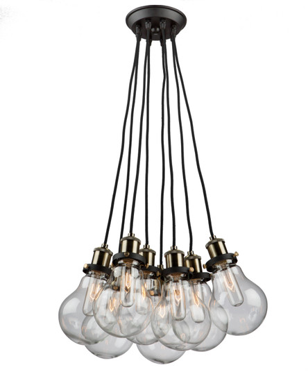 Edison Eight Light Chandelier in Matte Black & Vintage Brass (78|AC10488)