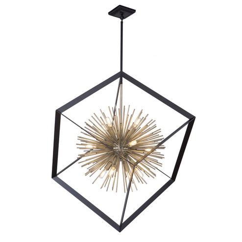 Sunburst 12 Light Chandelier in Matte Black & Satin Brass (78|AC11441)