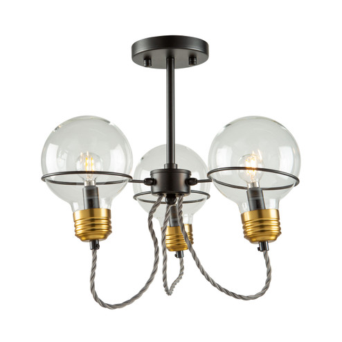 Martina Three Light Semi-Flush Mount in Black and Brushed Brass (78|AC11723BK)