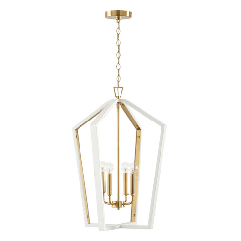 Maren Four Light Pendant in Flat White and Matte Brass (65|344541WM)