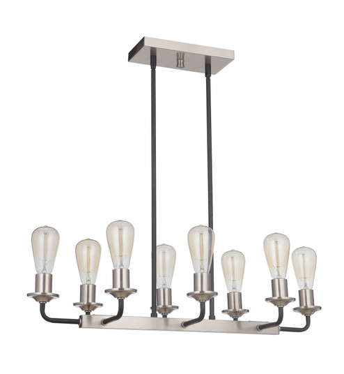 Randolph Eight Light Island Pendant in Flat Black/Brushed Polished Nickel (46|50378-FBBNK)