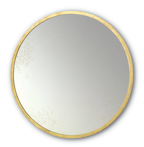Aline Gold Round Mirror Mirror in Contemporary Gold Leaf/Antique Mirror (142|1088)