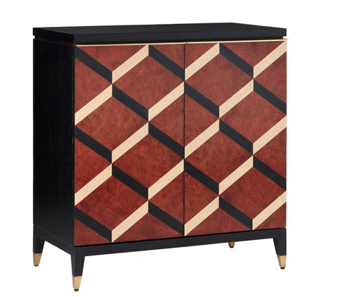 Sergio Bar Cabinet in Chestnut Burl/Black/Ash/Brass (142|3000-0206)