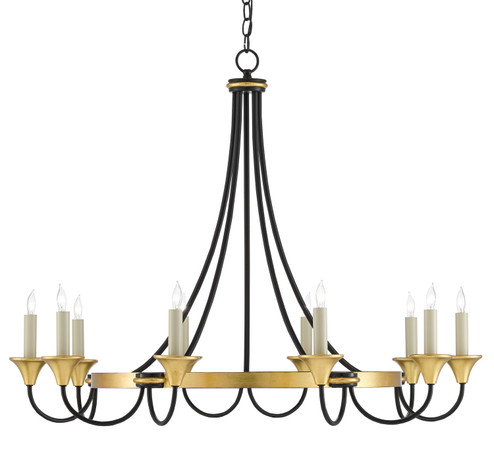 Hanlon Ten Light Chandelier in Washed Black/Contemporary Gold Leaf (142|9000-0474)