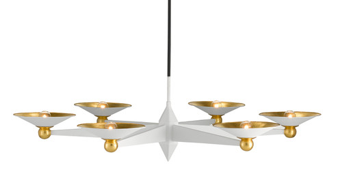 Moderne Collection Six Light Chandelier in Gesso White/Contemporary Gold Leaf (142|9000-0796)
