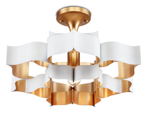 Grand Lotus One Light Chandelier in Sugar White/Contemporary Gold Leaf (142|9000-0856)