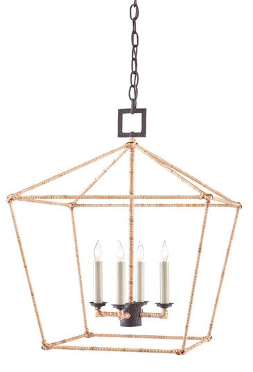 Denison Rattan Four Light Lantern in Mole Black/Natural (142|9000-0872)