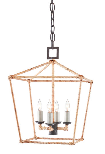 Denison Rattan Four Light Lantern in Mole Black/Natural (142|9000-0873)