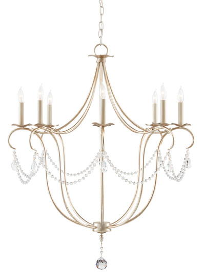 Crystal Eight Light Chandelier in Silver Leaf (142|9891)