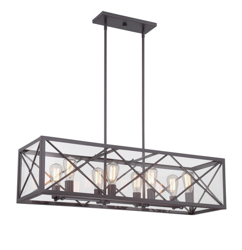 High Line Eight Light Linear Chandelier in Satin Bronze (43|87338-SB)