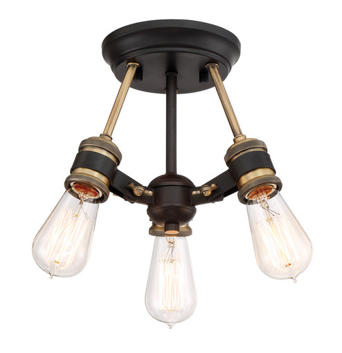 Miles Three Light Semi-Flush Mount in Vintage Bronze (43|91011-VB)