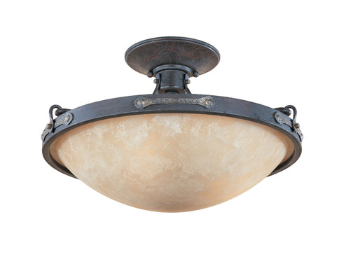 Austin Three Light Semi-Flush Mount in Weathered Saddle (43|97311-WSD)