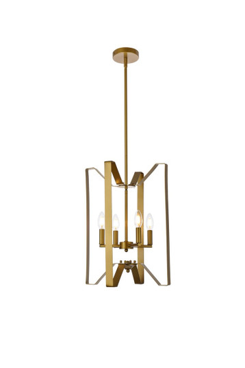 Hoffman Four Light Pendant in Brass (173|LD7072D14BR)