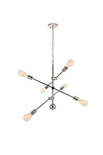 Axel Six Light Pendant in Polished Nickel (173|LD8007D29PN)